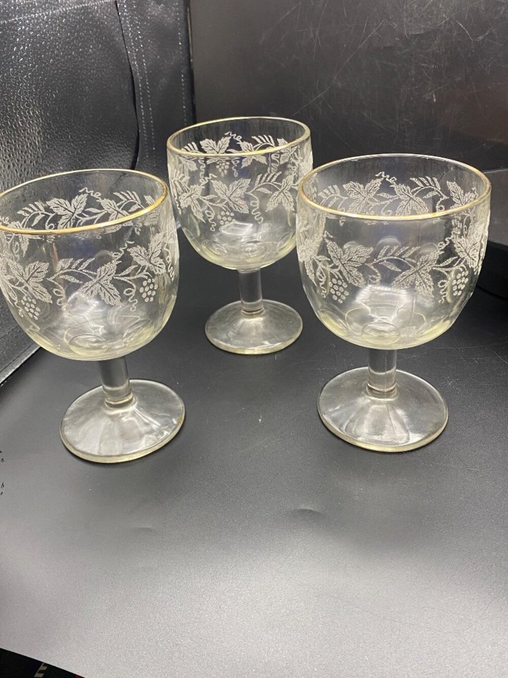 Bartlett & Collins Clear Thumbprint Goblets